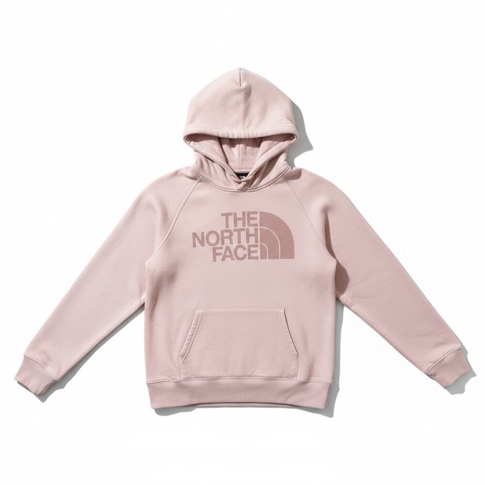 THE NORTH FACE Womens Logo Spell Out Pullover Hoodie Pink Size XS Outdoor Active